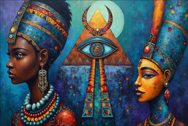 Nefertiti Queens Pyramid Eye Crescent Moon