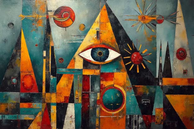 Abstract Pyramid Eye Sunburst Geometric