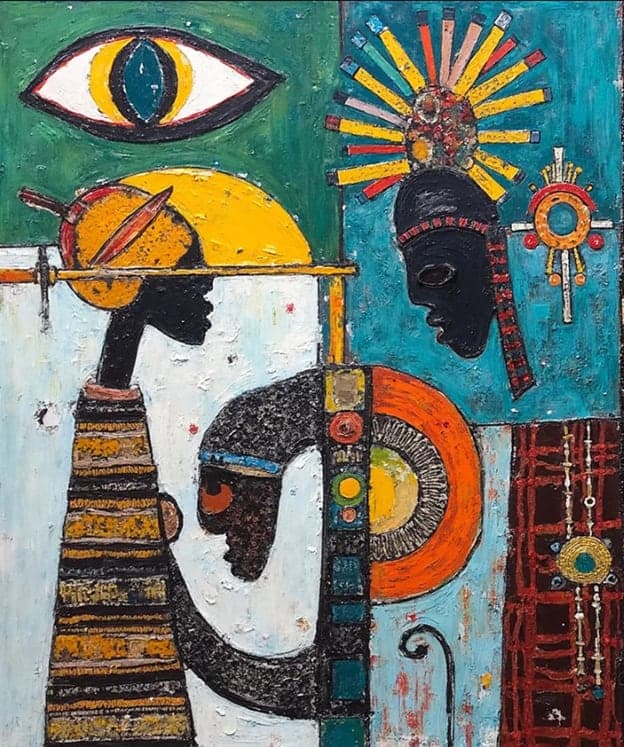 Woman Headdress Ceremonial Mask Eye Collage