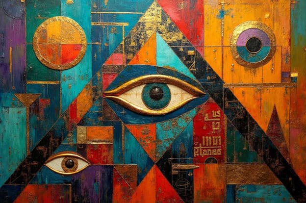 Large Eye Pyramid Composition Arabic Script