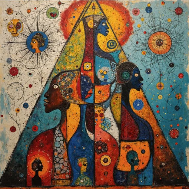 Cubist Family Pyramid Radiant Sunburst Cosmic