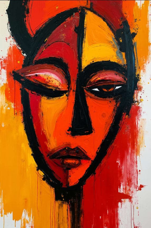 Graffiti Style Orange Red Mask Dripping Paint