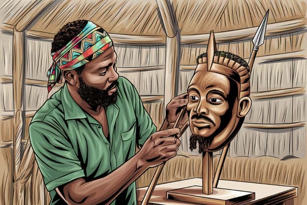 Illustrated Man Headband Carving Mask Spear