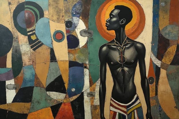 Man Portrait Radiant Halo Geometric Abstract