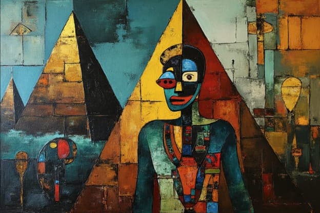 Pyramid Split Face Eyes Teal Panels