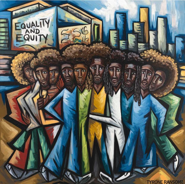 Cubist Group Men Equality Equity Banner Cityscape