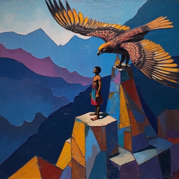 Man Mountain Peak Eagle Geometric Cliffs