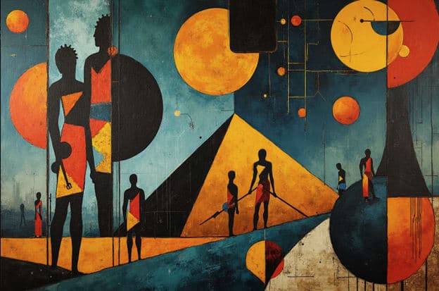 Silhouette Couple Pyramid Crowd Cosmic Circles