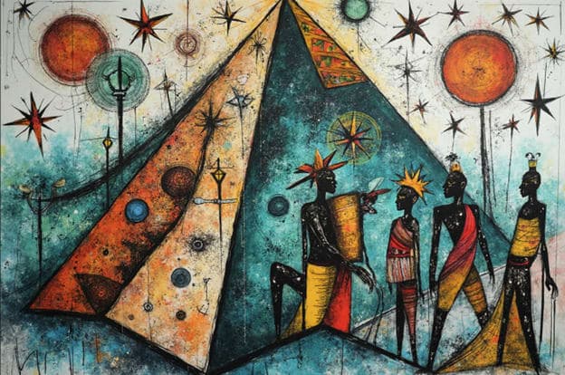 Pyramid Tent Stars Kings Drummers Folk Art
