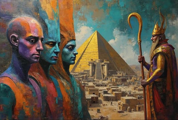 Pharaohs Profile Pyramid City Colorful Realistic