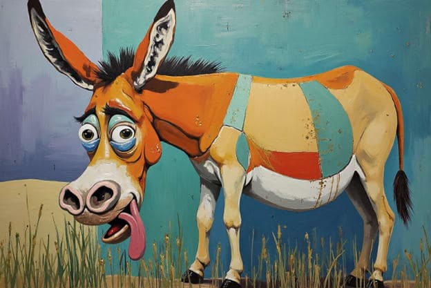 Silly Cartoon Donkey Tongue Out