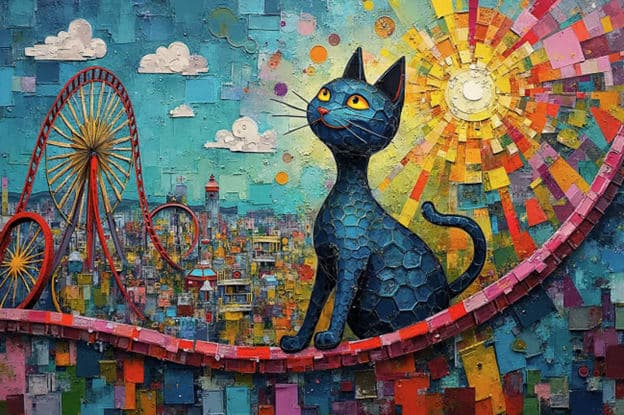 Mosaic Black Cat Roller Coaster Sunburst City