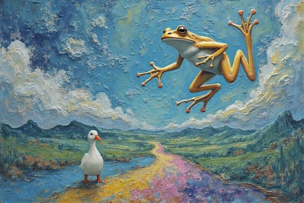 Textured Frog Leaping Toward Duck Path