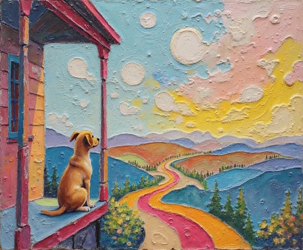 Impasto Dog Porch Moon Craters Sunset Valley