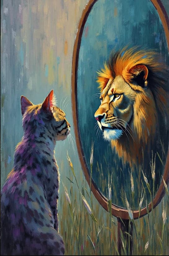 Bengal Cat Mirror Reflecting Lion Mane