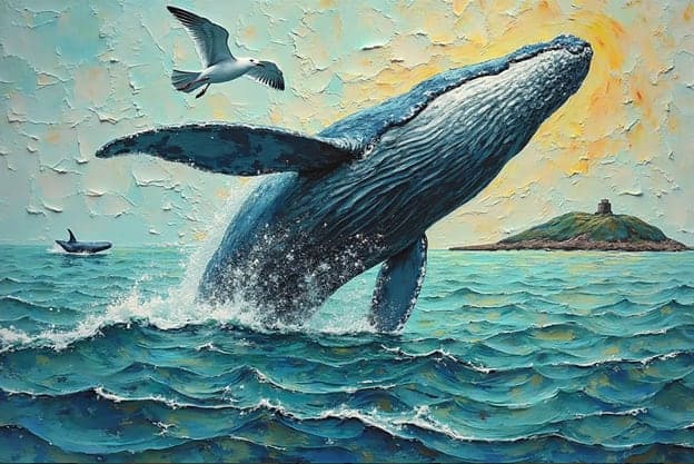 Breaching Humpback Whale Seagull Island
