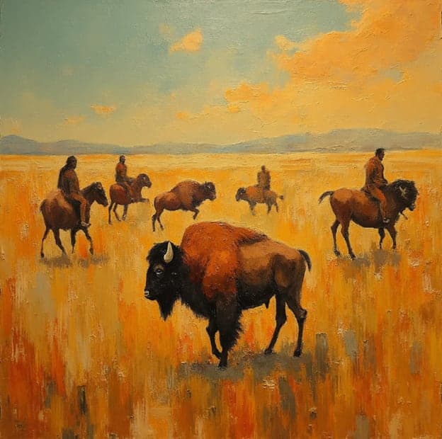 Bison Herd Native Riders Golden Plains