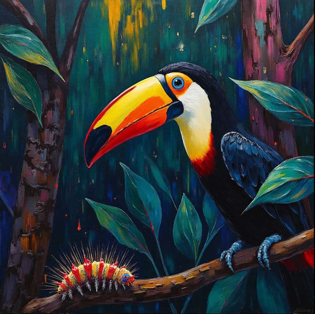 Toucan Caterpillar Jungle Branch Colorful