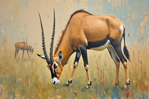 Oryx Grazing Savanna Textured Oil