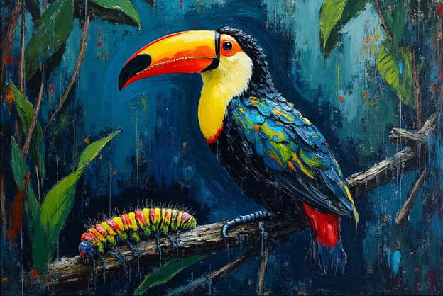 Toucan Caterpillar Dark Jungle Branch