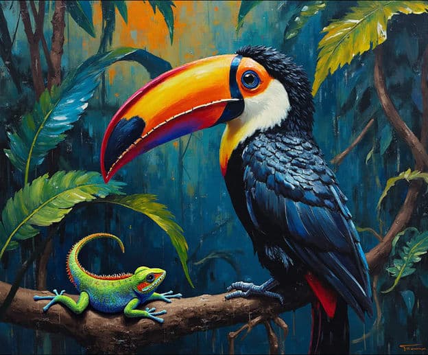 Toucan Lizard Jungle Branch