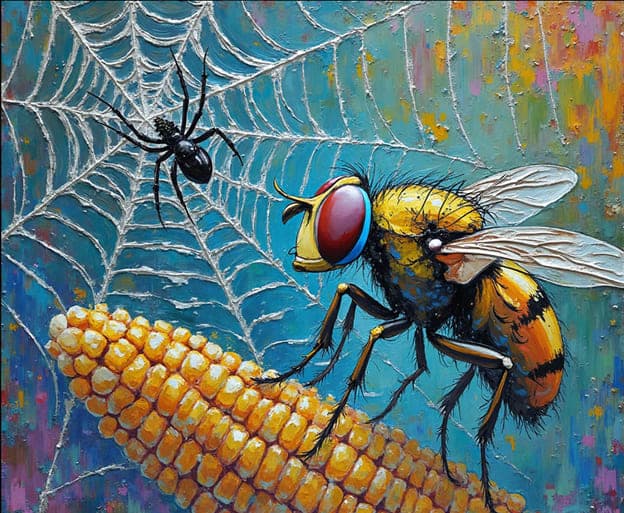 Giant Fly Spider Web Corn Cob