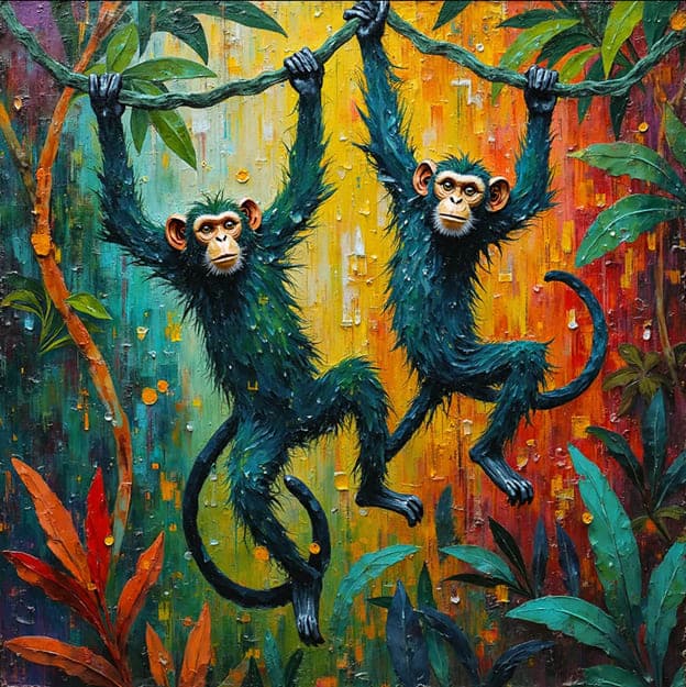 Monkeys Jungle Vine Tropical Palette Knife