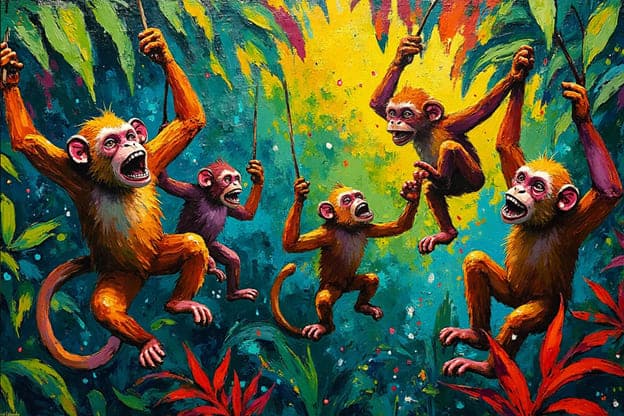 Monkeys Sticks Jungle Expressive Battle