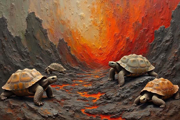 Tortoises Volcanic Landscape Lava Flow