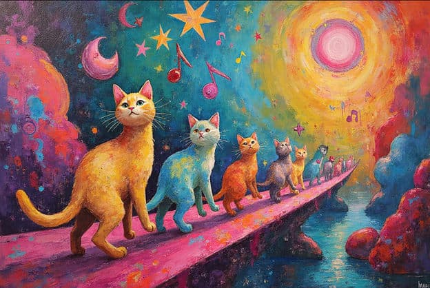 Cats Parade Cosmic Bridge Stars Moon