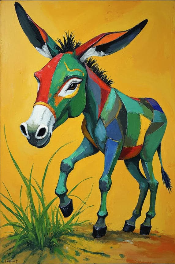 Donkey Geometric Colorful Portrait Yellow