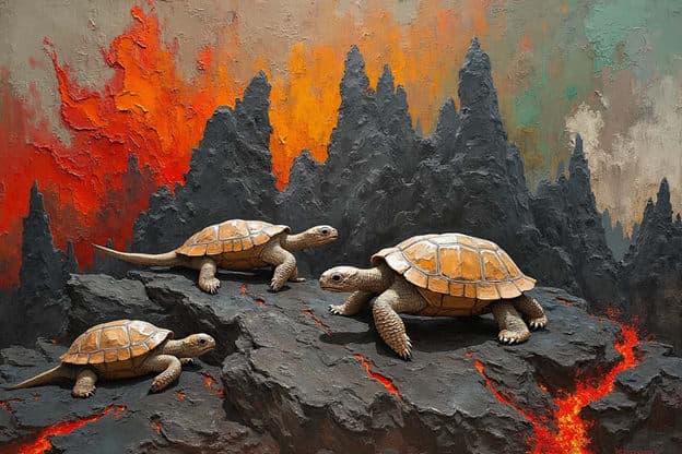 Tortoises Volcanic Rocks Textured Lava Glow