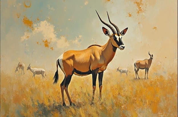 Impala Antelope Herd Grazing Savanna Textured