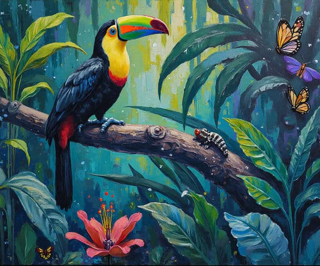 Toucan Butterflies Caterpillar Jungle Flower