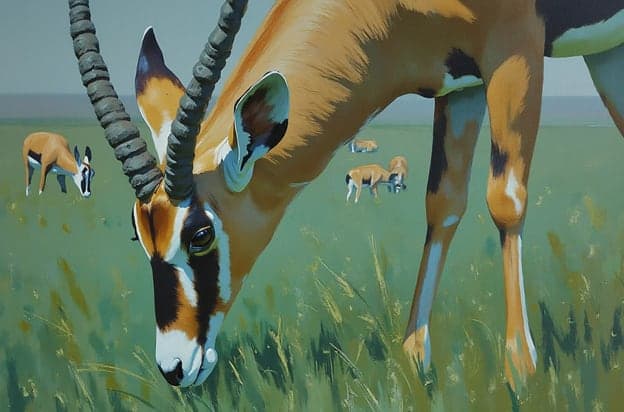Impala Grazing Closeup Savanna Herd Realistic