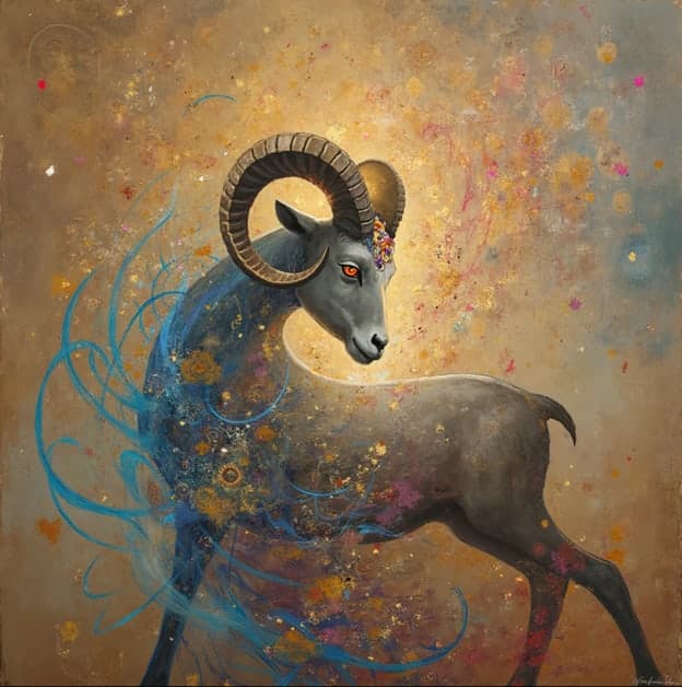 Ram Fantasy Golden Swirl Blue Mist Mystical