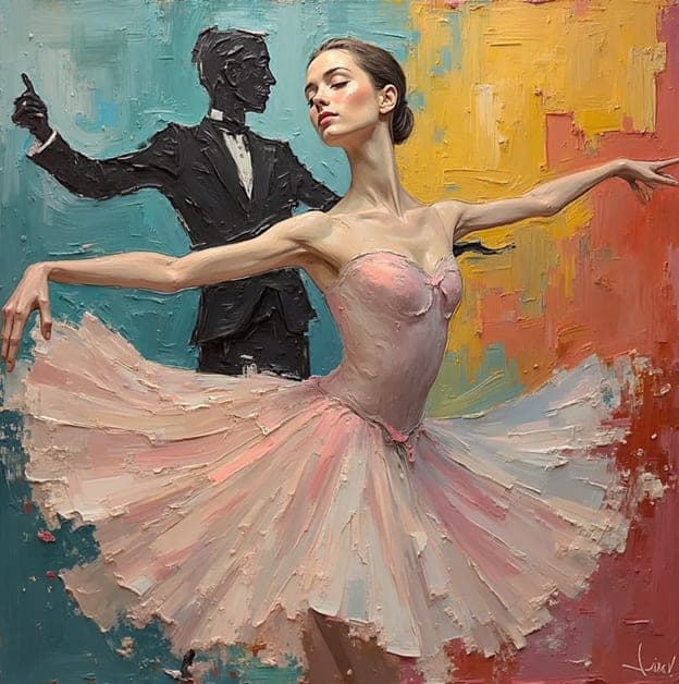 Ballerina Silhouette Partner Teal Orange Pink Tutu
