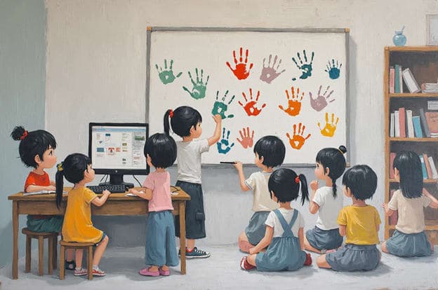 Children Classroom Handprint Art Whiteboard