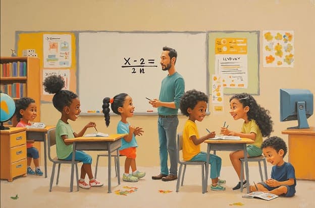 Teacher Students Classroom Math Whiteboard