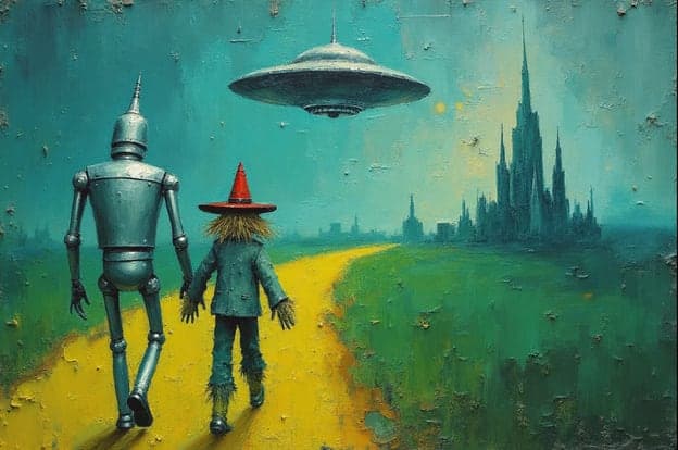 Tin Man Scarecrow Ufo Yellow Brick Road Emerald City
