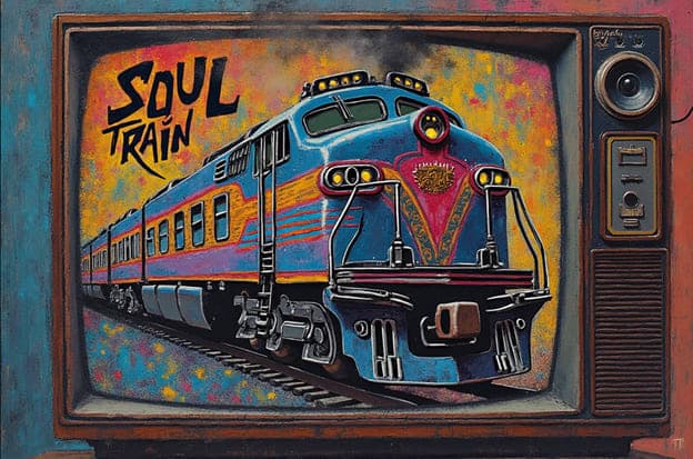 Soul Train Retro Tv Diesel Locomotive Blue Orange