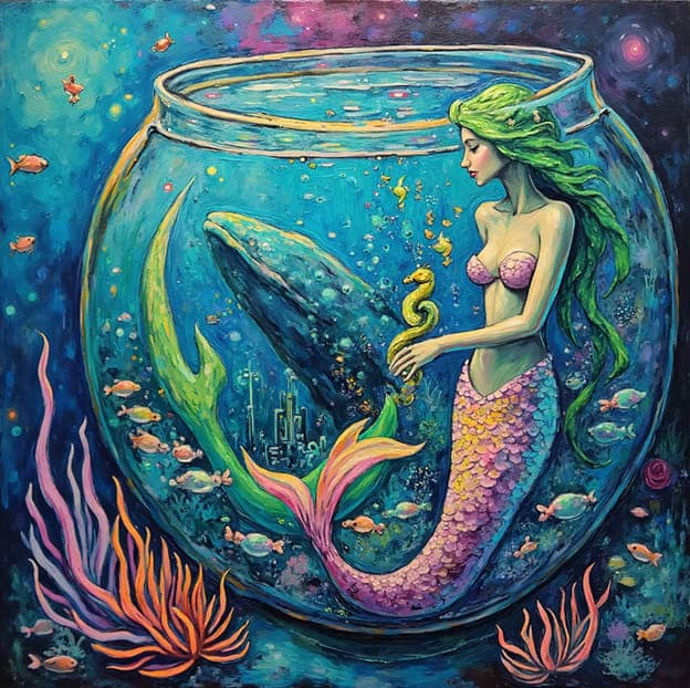 Mermaid Fishbowl Whale Seahorse Underwater Fantasy