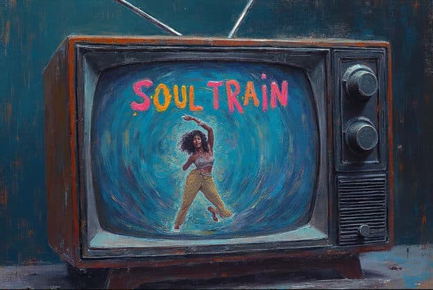 Retro Tv Soul Train Dancer Teal Swirl