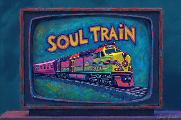 Soul Train Retro Tv Colorful Locomotive Teal