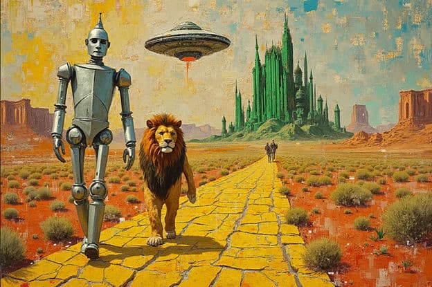 Tin Man Lion Ufo Yellow Brick Road Emerald City Desert