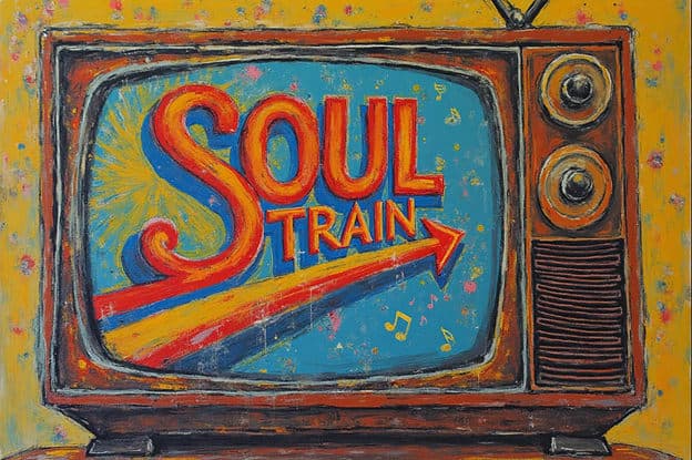 Retro Tv Soul Train Arrow Musical Notes Yellow