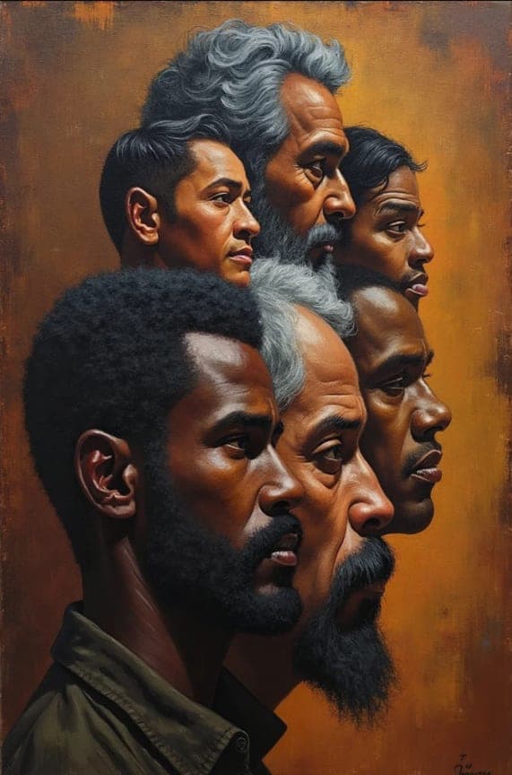 Five Men Profile Portrait Layered