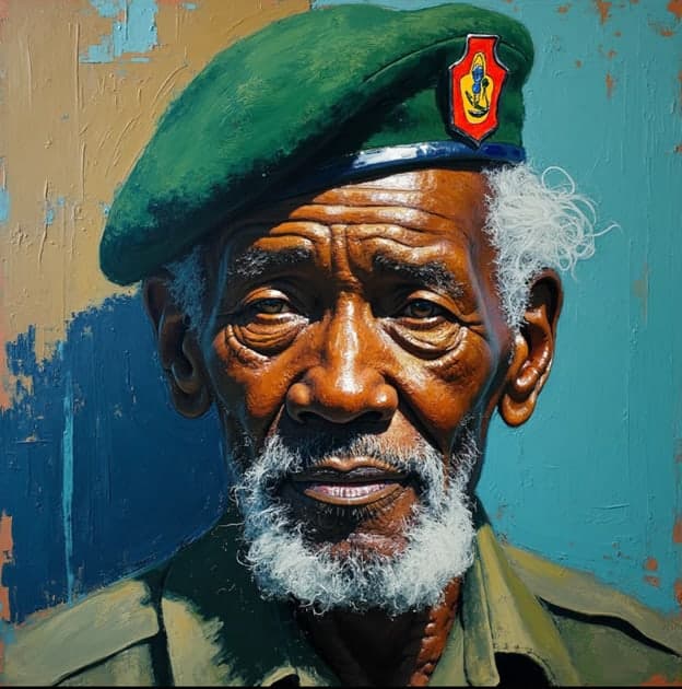 Elder Man Green Beret Portrait