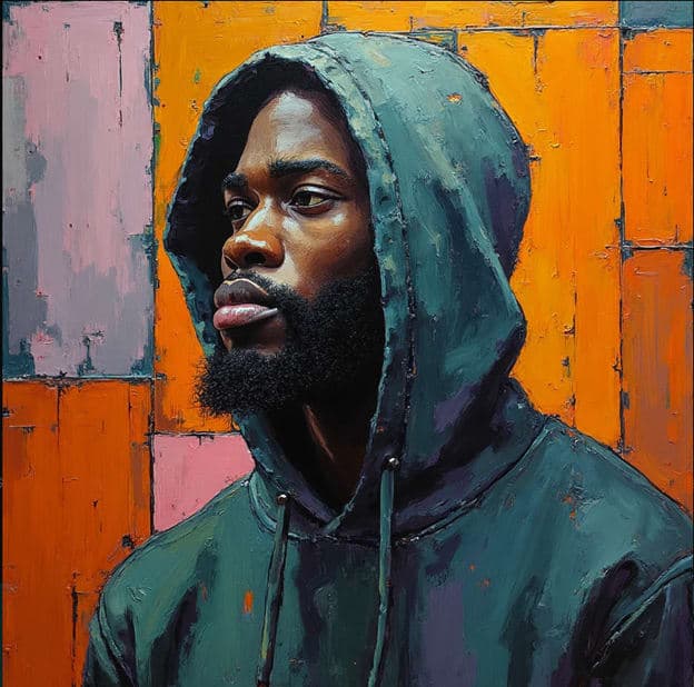 Bearded Man Hoodie Profile Orange Pink Portrait