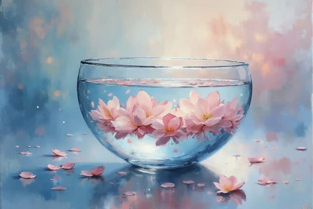 Glass Bowl Pink Petals Pastel Glow